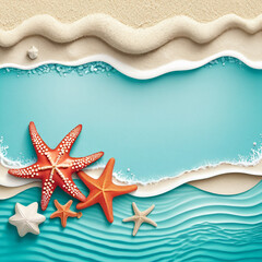 Sea and beach summer illustration background