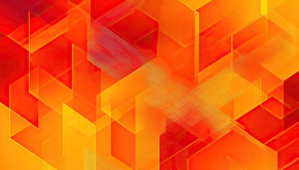Abstract geometric pattern of overlapping, vibrant orange and red shapes