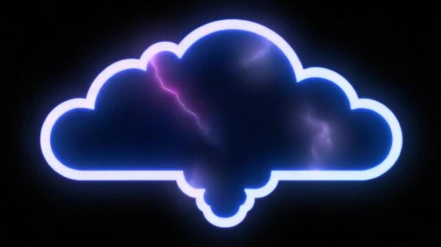 Neon cloud with lightning