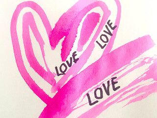 Obraz premium pink heart love watercolor background 