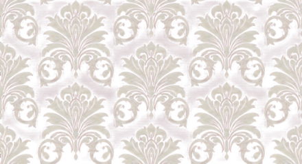 Beige damask seamless pattern on transparent background for textile design