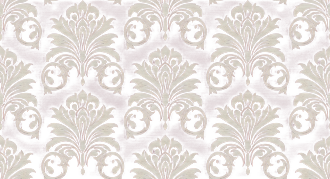 Beige damask seamless pattern on transparent background for textile design