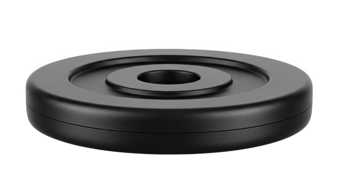 A sleek and simple smooth dark gray donut shape with a hole in its center