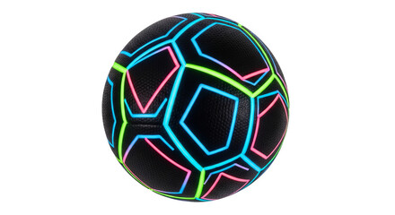 Fototapeta premium Futuristic sports equipment: A modern soccer ball displaying vibrant neon lines.