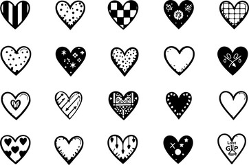 Heart Pattern Silhouette Bundle | Decorative Valentine Heart vector graphics
