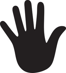 Hand minimize logo in silhouette white background.