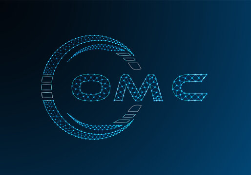 OMC low poly letter logo vector design. OMC lower poly logo design. Low poly logo.
