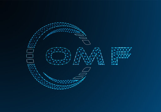 OMF low poly letter logo vector design. OMF lower poly logo design. Low poly logo.