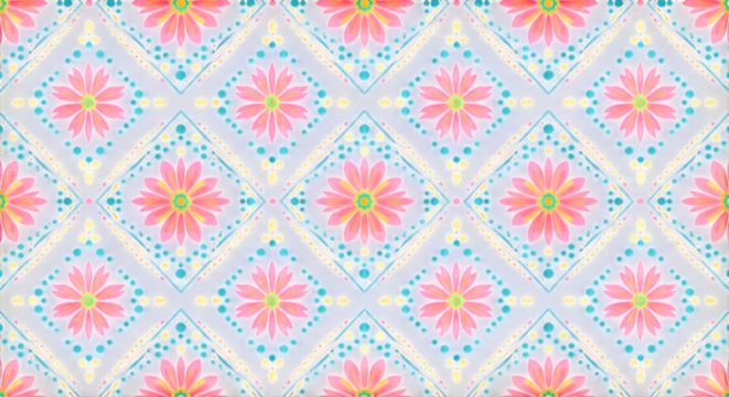 Seamless floral pattern with flowers isolated on transparent background