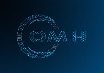 OMH low poly letter logo vector design. OMH lower poly logo design. Low poly logo.