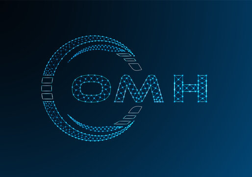 OMH low poly letter logo vector design. OMH lower poly logo design. Low poly logo.