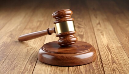 Wooden Gavel on Sound Block with Law  Justice Concept, and Courtroom Background.