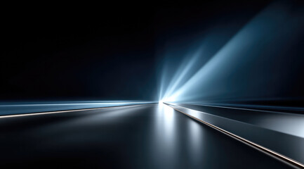 Futuristic light beam, abstract background, metallic surface, blue glow, modern technology, dynamic energy, digital art