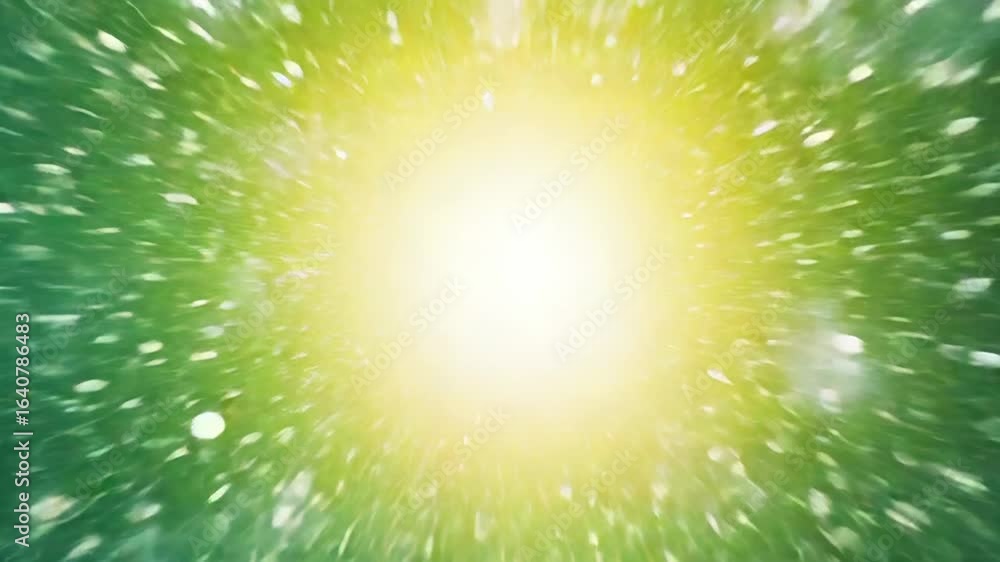 Aufkleber bright yellow light exploding in green tunnel abstract background