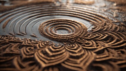 Sand mandala with water ripples