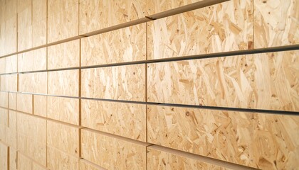 Abstract OSB wood panel wall texture with lines with modern interior design background.