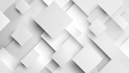 Abstract graphic design of overlapping squares in shades of gray and white