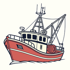 Collection of retro fishing trawler boat vector illustrations for logo & branding