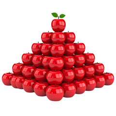 Red apple fruit pyramid fresh healthy glossy stack nutrition organic isolated arranged shiny ripe natural vibrant food vegetarian diet sweet juicy group leaf clean snack harvest delicious heap