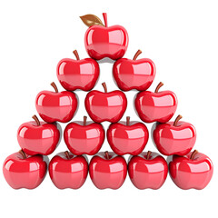 Shiny red apple pyramid fresh fruit arrangement healthy food concept isolated on transparency background vibrant and glossy organic produce natural nutrition cheerful and inviting