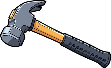 Cartoon Illustration of a Hammer with a Detailed Handle
