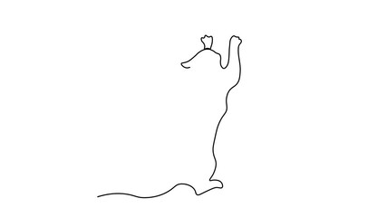 An abstract sharpens its claws standing up, Self drawing animation one continuous line draw, logo - Powered by Adobe