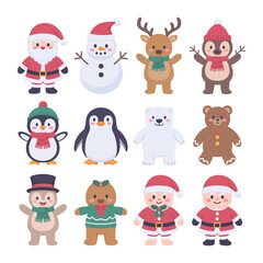 Christmas characters festive holiday collection santa claus