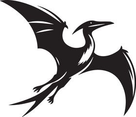 Flying Pteranodon dinosaur bird Silhouette Vector © Ashik Ar