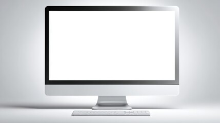 Fototapeta premium Sleek Desktop Computer Display with Blank White Screen for Customizable Mockups and Technology Integration