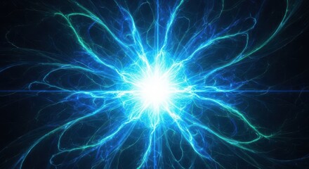 Naklejka premium Blue Energy Burst Abstract Plasma Background