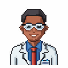 Obraz premium oung Scientist Pixel Art Character - School Project Style