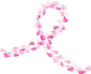 Pink ribbon design with flower petals  Breast cancer awareness month campaign. Vector illustration.