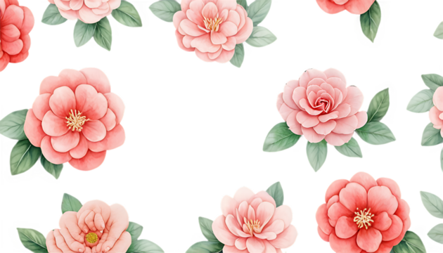 seamless pattern with flowers .bouquet of flowers. Watercolor flower with green leaves. floral frame and background. flower border illustration set. Watercolor floral. PNG