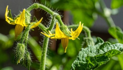 Close-up of vibrant yellow tomato blossoms