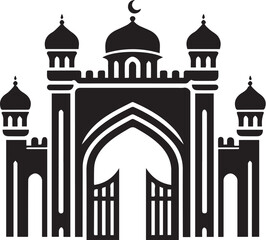 black silhouette of gates and arches