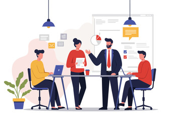 Modern Flat Vector Illustration of Business Plan and Strategy Development