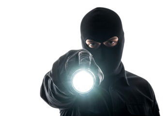 Burglar with flashlight cut out