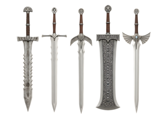 Five fantasy swords cut out
