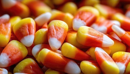 Close-up of many candy corn pieces (1)