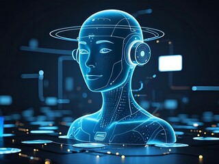 Obraz premium AI Virtual Assistant Holographic Interface