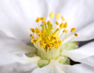 Close-up of a white flower's center