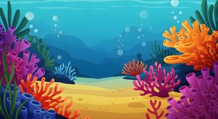 Vibrant coral reef scene perfect for children's books or educational nature illustrations underwater world