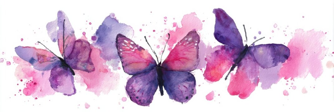 Delicate Certificate Border with Soaring Butterflies in Pink and Purple Colors