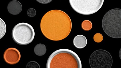 Abstract pattern of various colored circles on black background