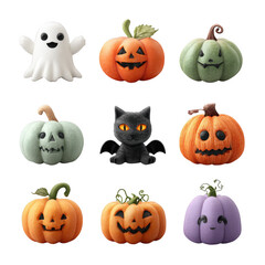 Fototapeta premium halloween pumpkins Isolated on white and transparent background