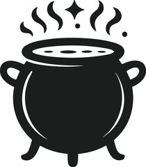 Witch Cauldron Silhouette &ndash; Bubbling Potion Halloween Vector