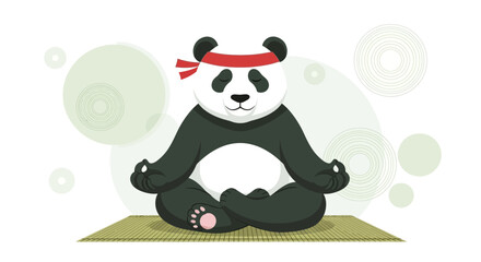 Naklejka premium Meditating Panda Mastering Mindfulness For Calmness And Balance Illustration