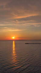 Obraz premium Sunset Tyrrhenian Sea, Viareggio, Italy. Landscape View from above.