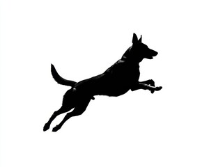 Dog Jumping Silhouette - Belgian Malinois Running in Symbolic Black Graphic