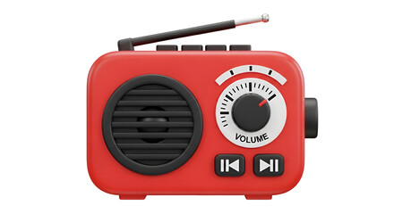 Red Radio Plays Music: Transparent Background